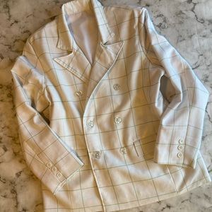 grid pattern detail blazer fully lined